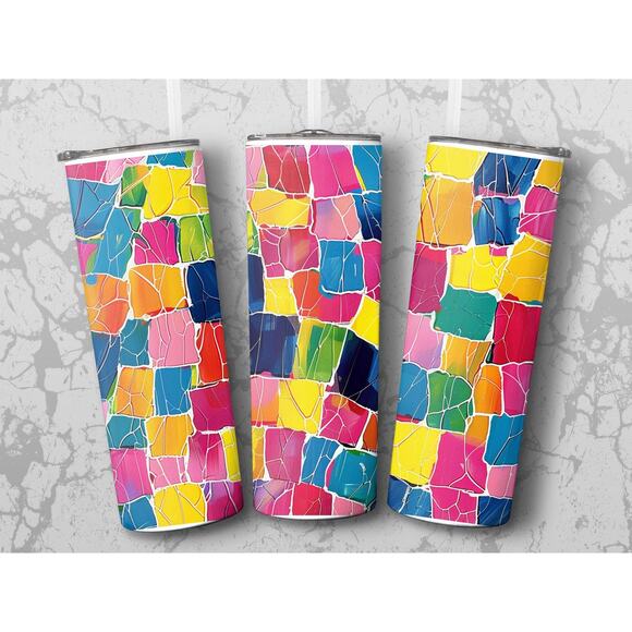 Colorful Mosaic Tumbler Wrap, Sublimation Design Tumbler - Picture 1 of 4